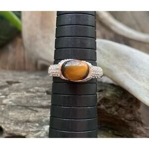 Artist Joseph Esposito Sterling Silver, Tigers Eye and CZ Ring